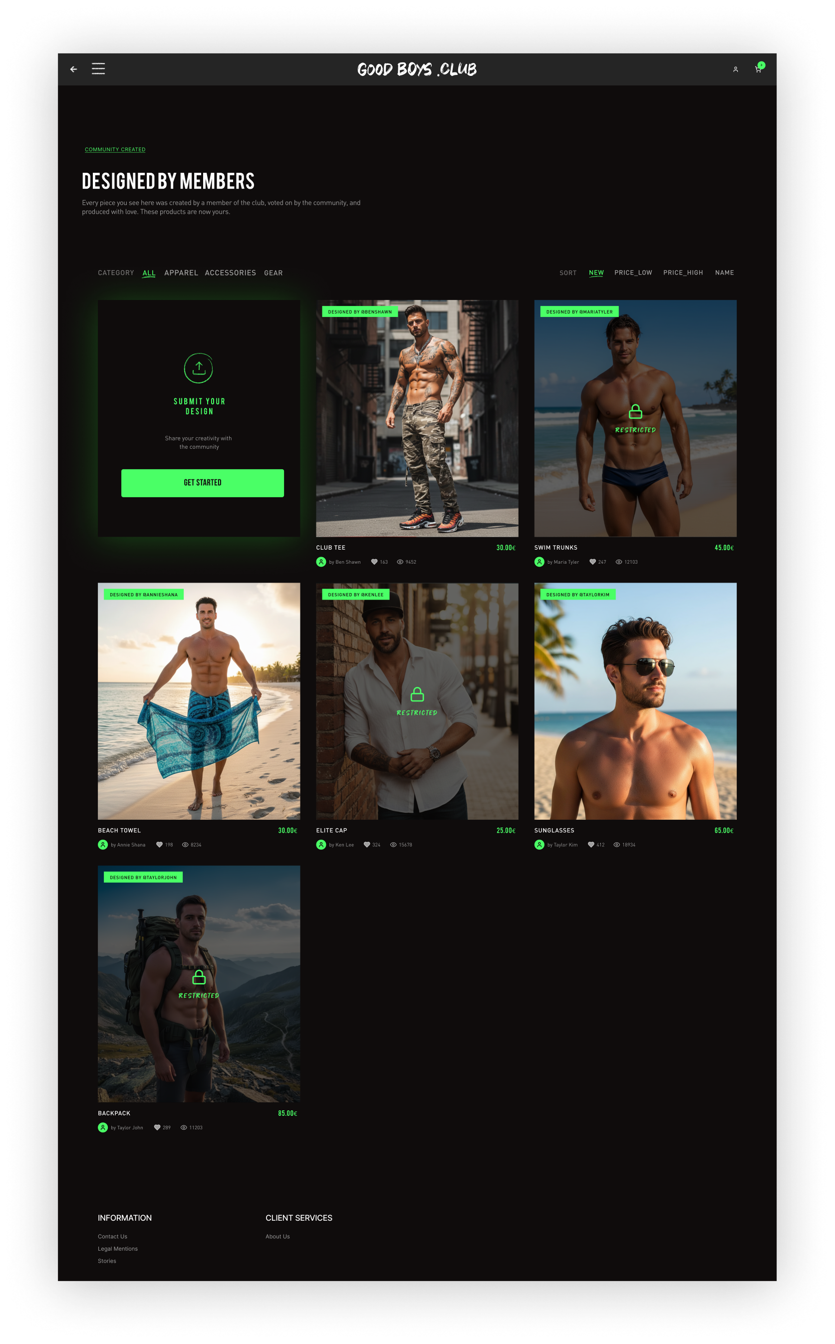 Collections membres — Mode Dark
